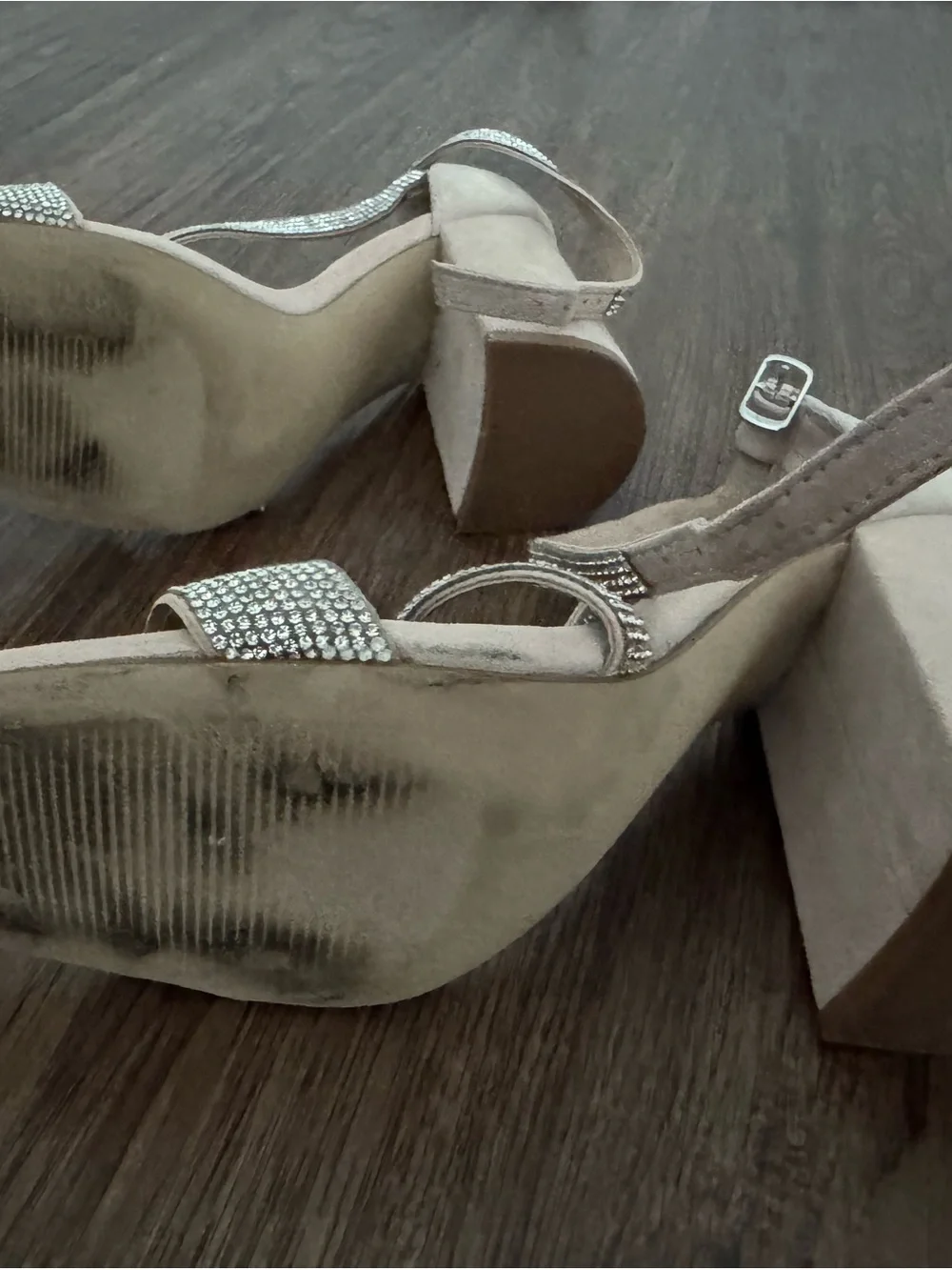 Steve Madden Blush Crystal Strap Block Heels